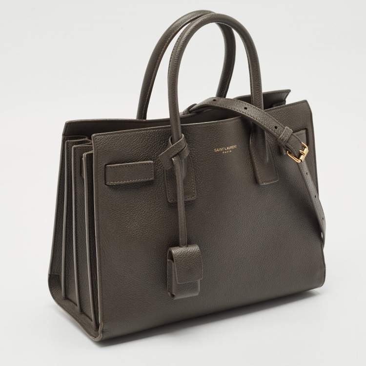 Pre Owned Saint Laurent Olive Green Leather Baby Classic Sac De Jour Tote
