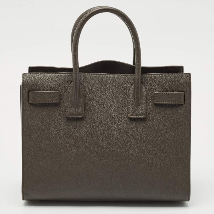 Pre Owned Saint Laurent Olive Green Leather Baby Classic Sac De Jour Tote