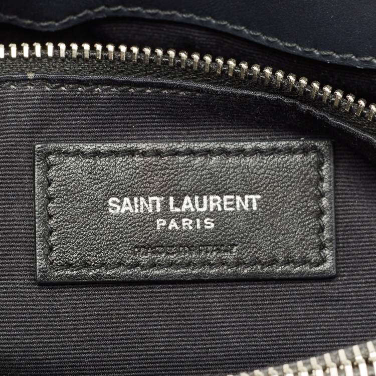 Pre Owned Saint Laurent Dark Grey Matelassé Leather Medium Loulou Shoulder Bag