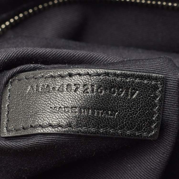 Pre Owned Saint Laurent Dark Grey Matelassé Leather Medium Loulou Shoulder Bag