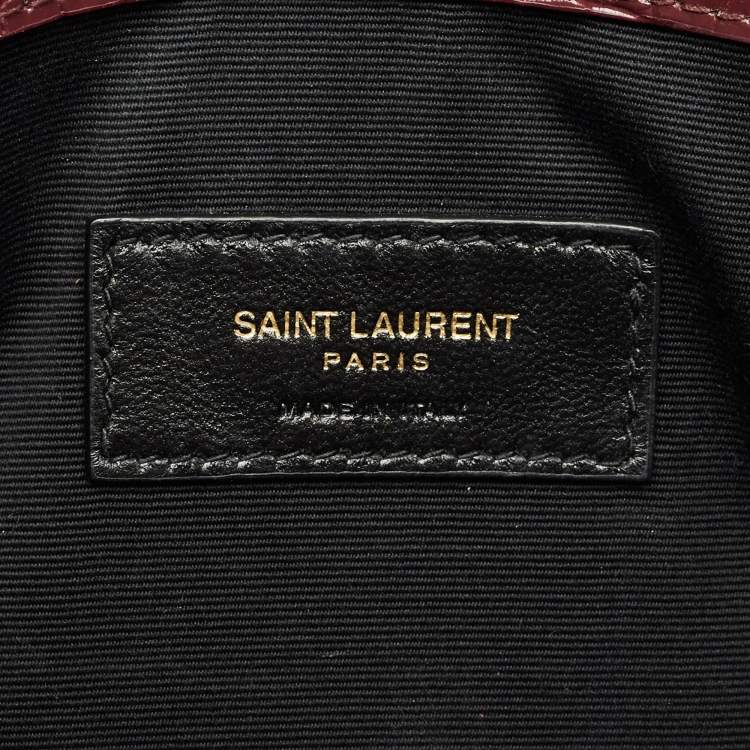 مملوكة مسبقًا Saint Laurent Burgundy Croc Embossed Leather Medium Uptown Clutch