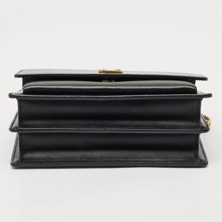Pre Owned Saint Laurent Black Leather Medium Sunset Shoulder Bag