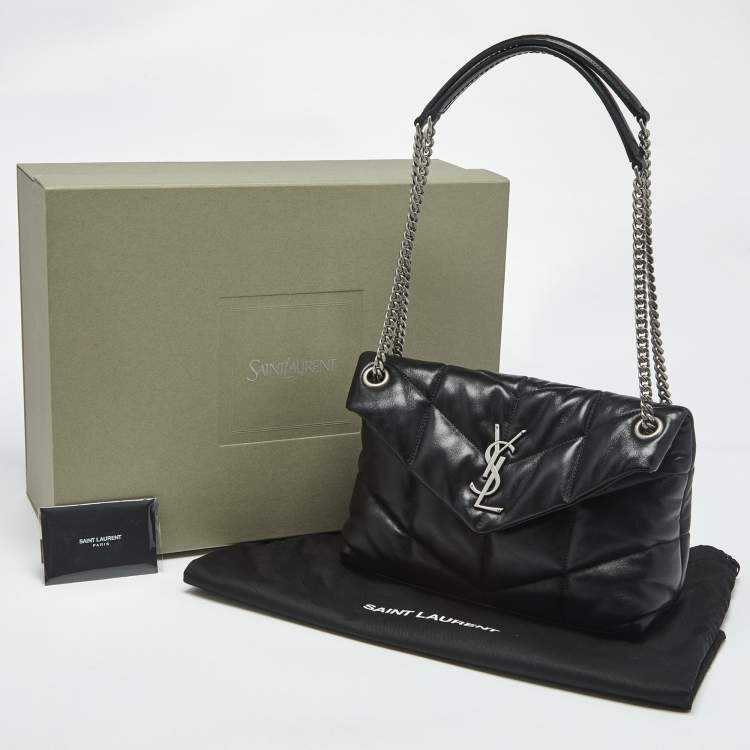 Pre Owned Saint Laurent Black Quilted Leather Small Loulou Puffer Shoulder Bag