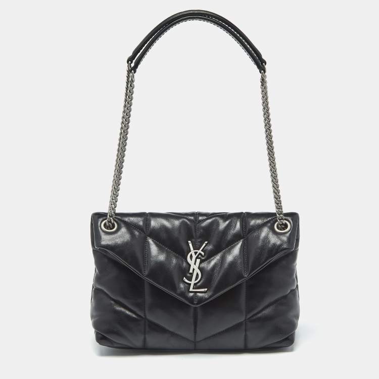 Pre Owned Saint Laurent Black Quilted Leather Small Loulou Puffer Shoulder Bag