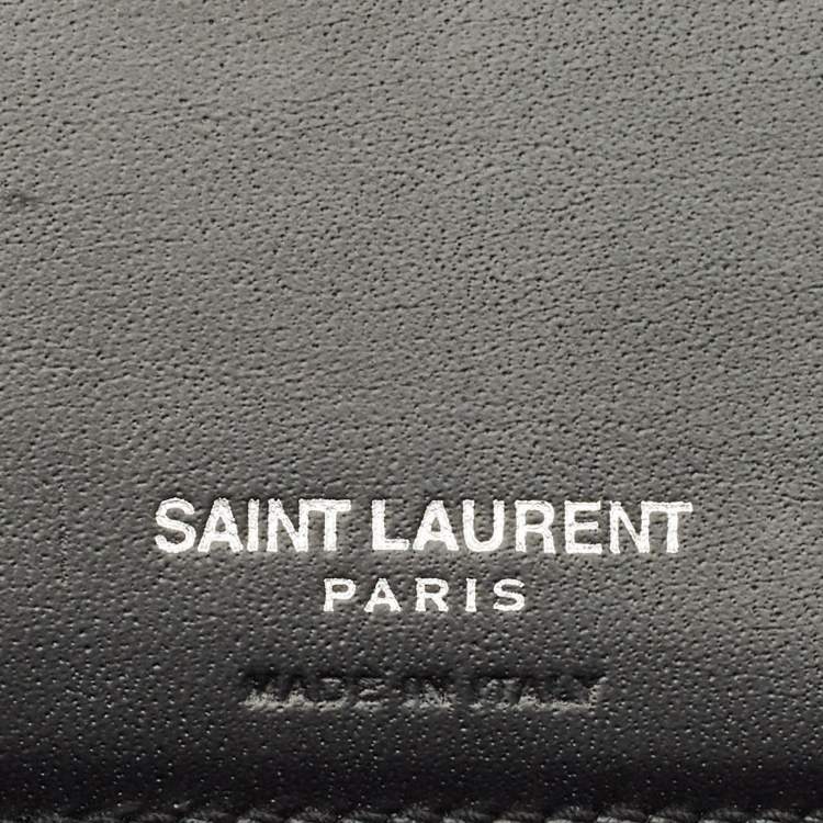 Pre Owned Saint Laurent Black Leather Tiny Cassandre Bifold Wallet