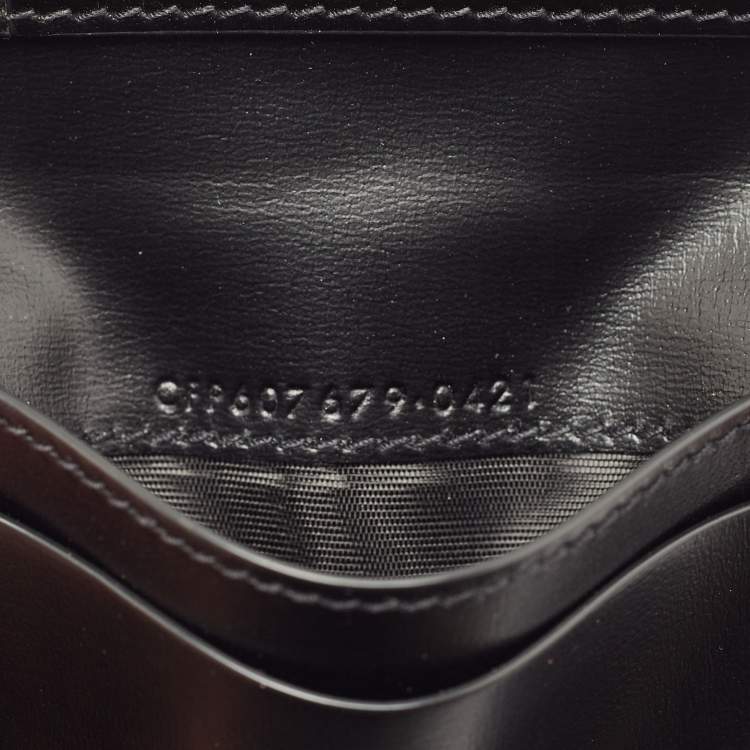 Pre Owned Saint Laurent Black Leather Tiny Cassandre Bifold Wallet