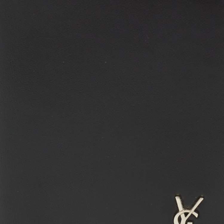Pre Owned Saint Laurent Black Leather Tiny Cassandre Bifold Wallet
