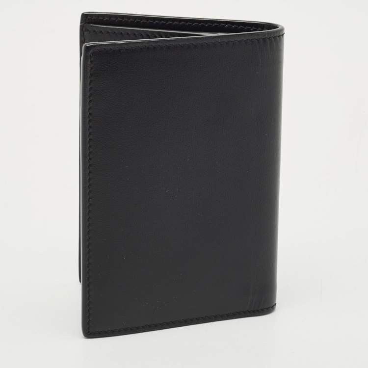 Pre Owned Saint Laurent Black Leather Tiny Cassandre Bifold Wallet