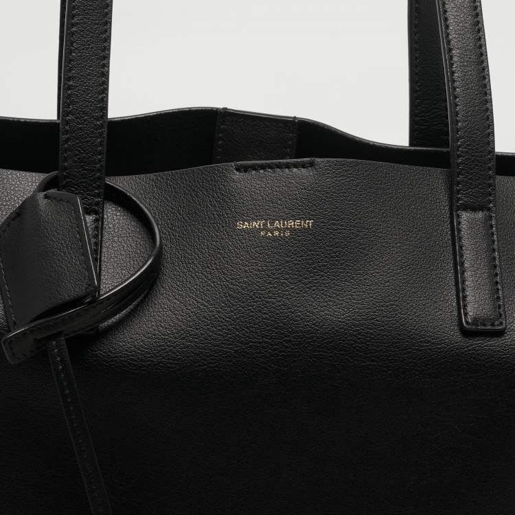 Pre Owned Saint Laurent Black Leather Large East West Shopper Tote