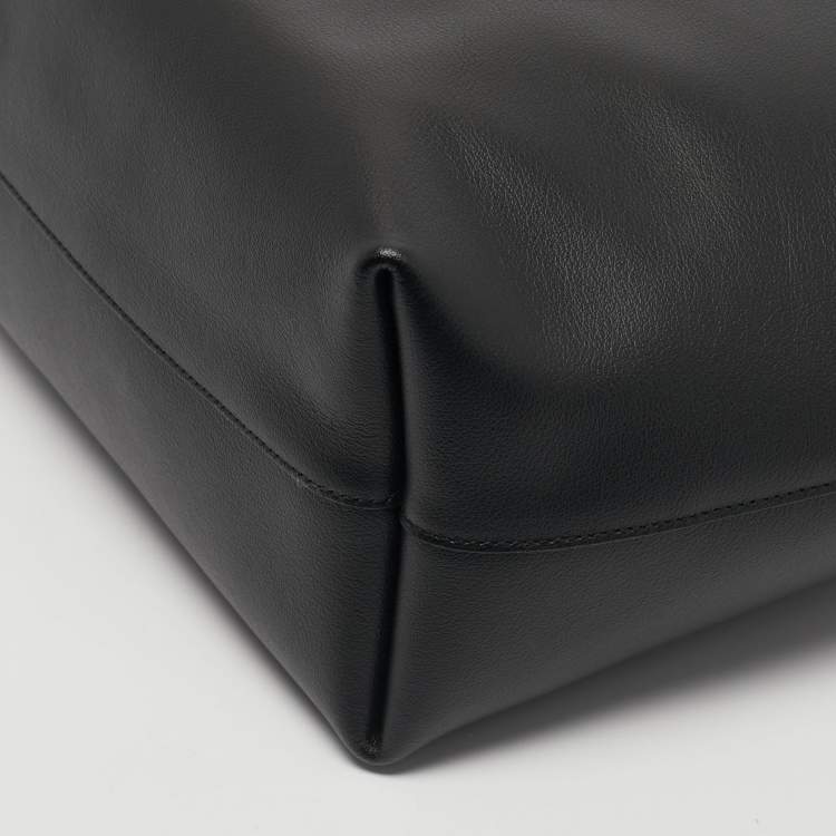 Pre Owned Saint Laurent Black Leather Large East West Shopper Tote