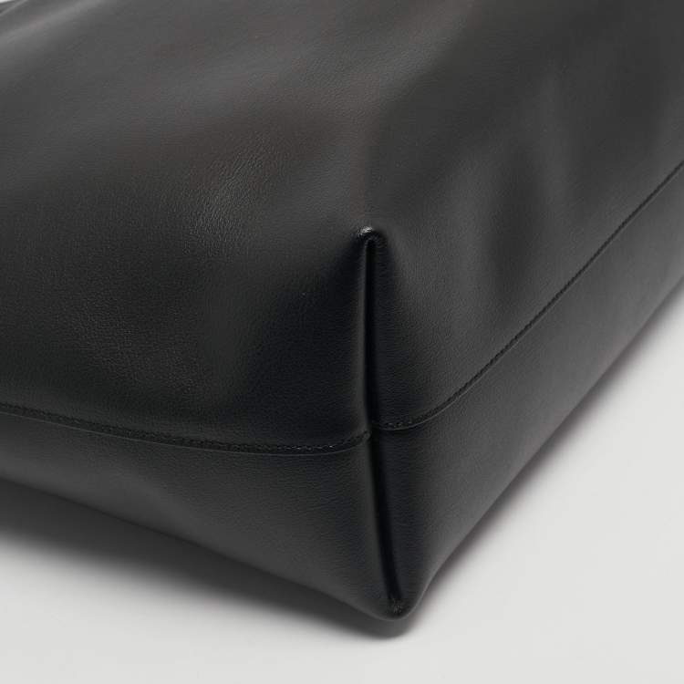 Pre Owned Saint Laurent Black Leather Large East West Shopper Tote
