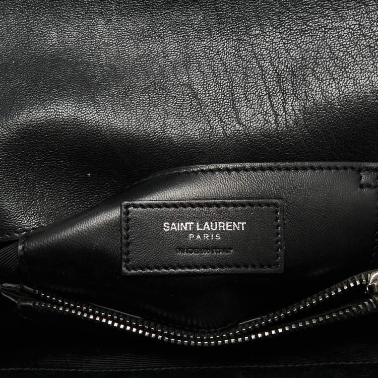 Pre Owned Saint Laurent Black Matelassé Leather Medium College Top Handle Bag