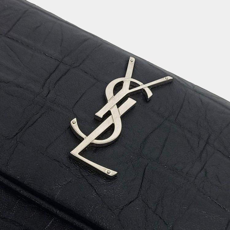 مملوكة مسبقًا Saint Laurent Paris Black Leather Folding Clutch