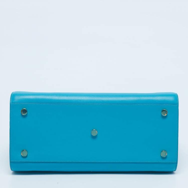 Pre Owned Saint Laurent Blue Leather Small Classic Sac De Jour Tote