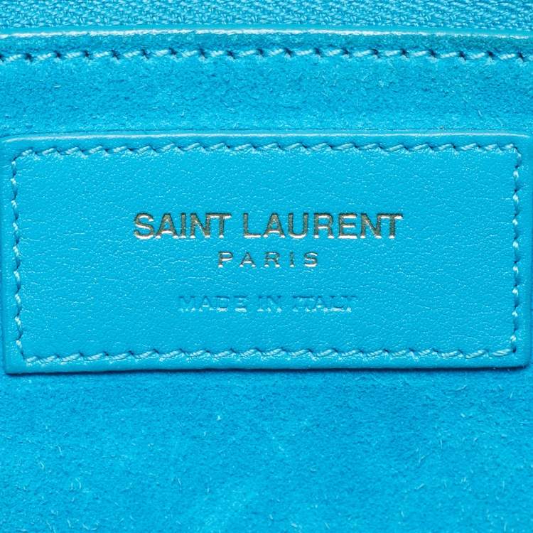 Pre Owned Saint Laurent Blue Leather Small Classic Sac De Jour Tote