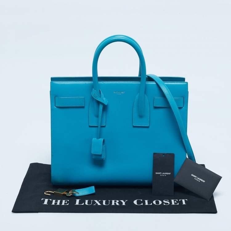 Pre Owned Saint Laurent Blue Leather Small Classic Sac De Jour Tote
