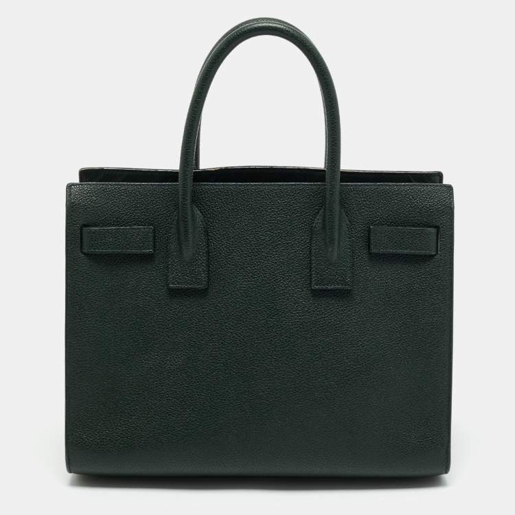 Pre Owned Saint Laurent Dark Green Leather Baby Classic Sac De Jour Tote