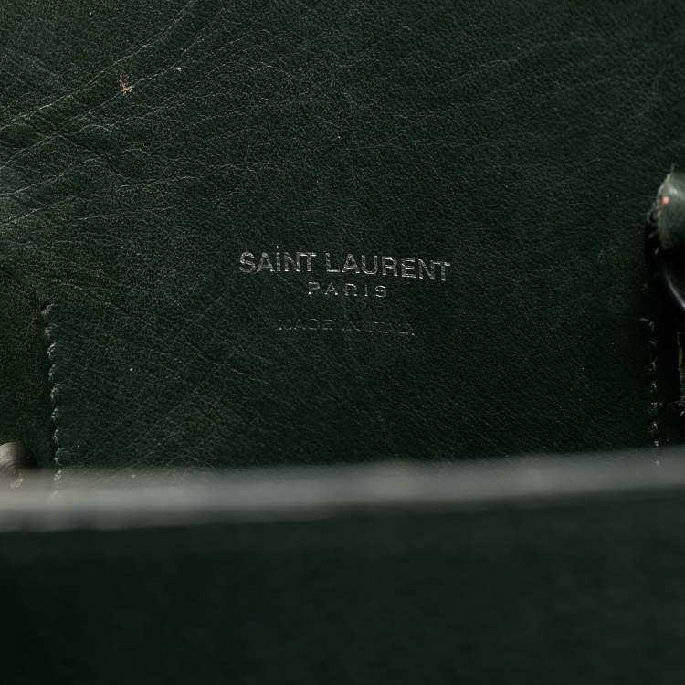 Pre Owned Saint Laurent Dark Green Leather Baby Classic Sac De Jour Tote