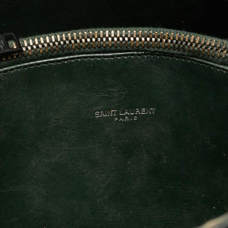 Pre Owned Saint Laurent Dark Green Leather Baby Classic Sac De Jour Tote