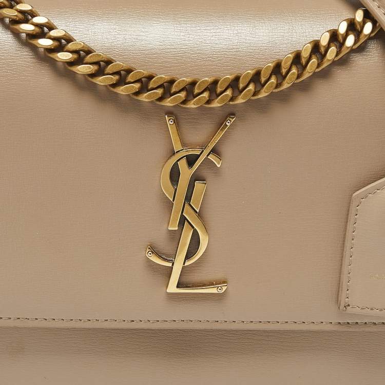 Pre Owned Saint Laurent Beige Leather Medium Sunset Shoulder Bag