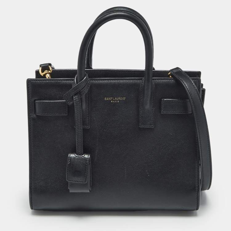 Pre Owned Saint Laurent Black Leather Nano Classic Sac De Jour Tote