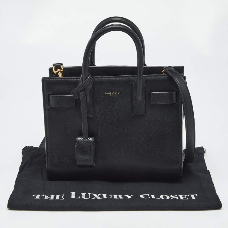 Pre Owned Saint Laurent Black Leather Nano Classic Sac De Jour Tote