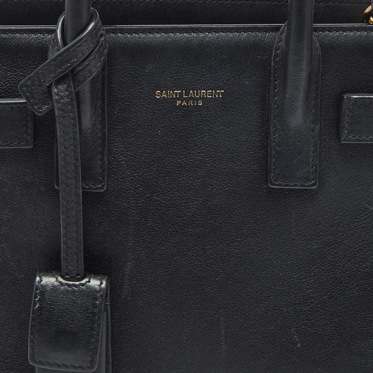Pre Owned Saint Laurent Black Leather Nano Classic Sac De Jour Tote