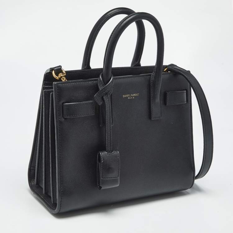 Pre Owned Saint Laurent Black Leather Nano Classic Sac De Jour Tote