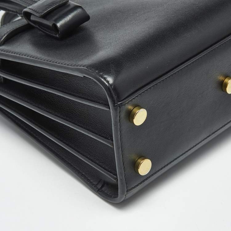 Pre Owned Saint Laurent Black Leather Nano Classic Sac De Jour Tote