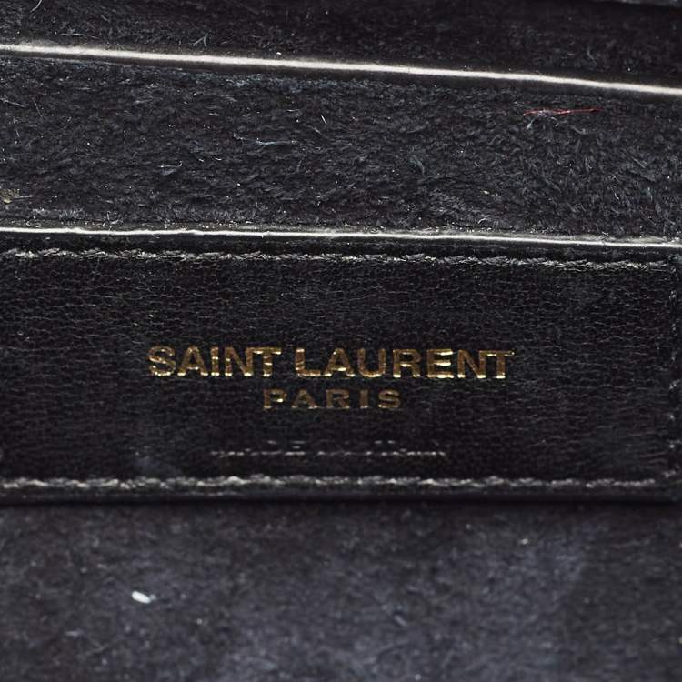 مملوكة مسبقًا Saint Laurent Black Croc Embossed Patent Leather Medium Sunset Shoulder Bag