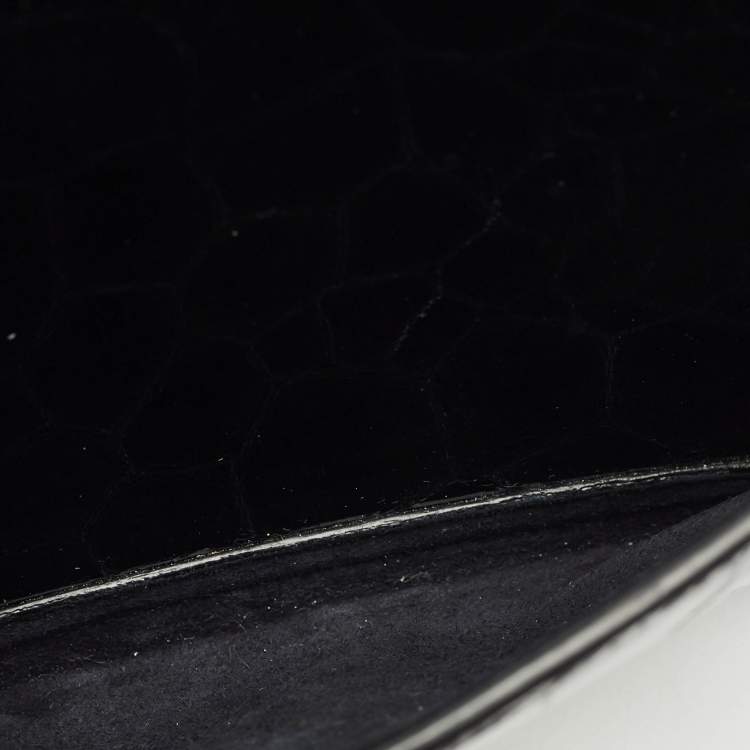 مملوكة مسبقًا Saint Laurent Black Croc Embossed Patent Leather Medium Sunset Shoulder Bag