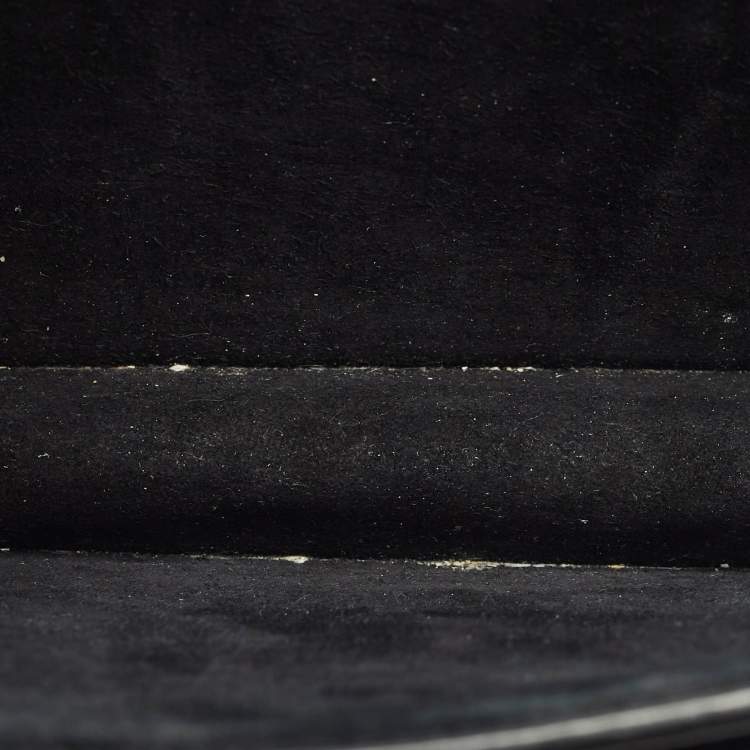 مملوكة �مسبقًا Saint Laurent Black Croc Embossed Patent Leather Medium Sunset Shoulder Bag