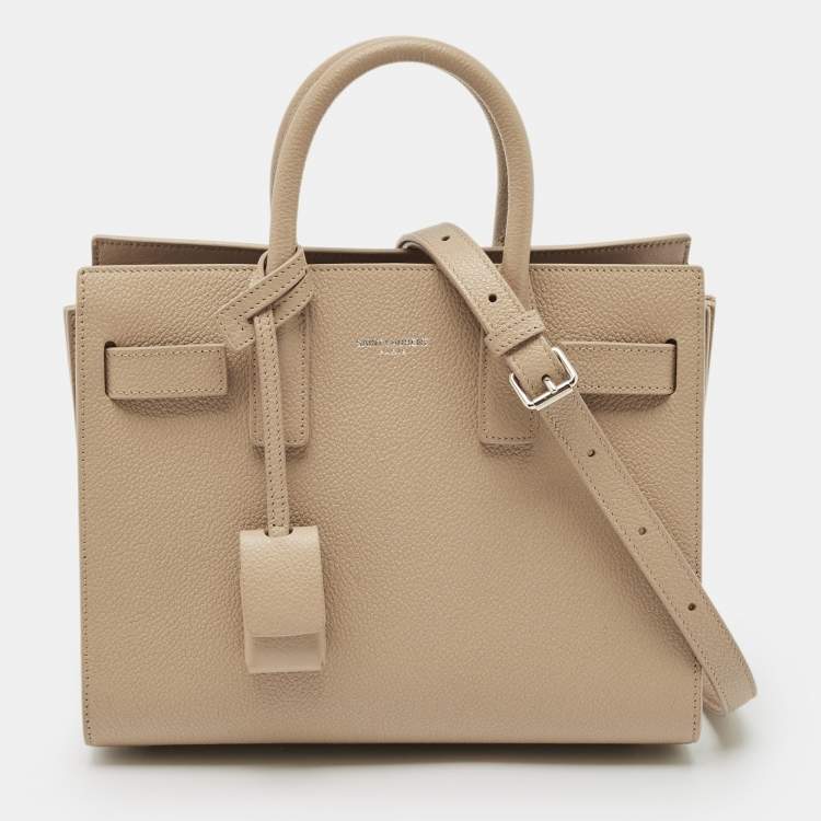 Pre Owned Saint Laurent Beige Leather Nano Classic Sac De Jour Tote