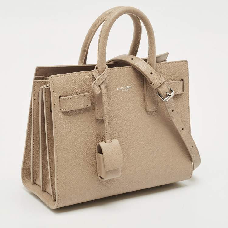 Pre Owned Saint Laurent Beige Leather Nano Classic Sac De Jour Tote