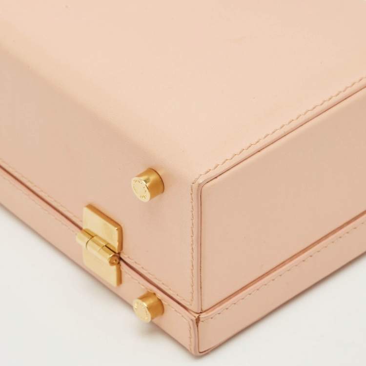 Pre Owned Saint Laurent Peach Leather Box Clutch