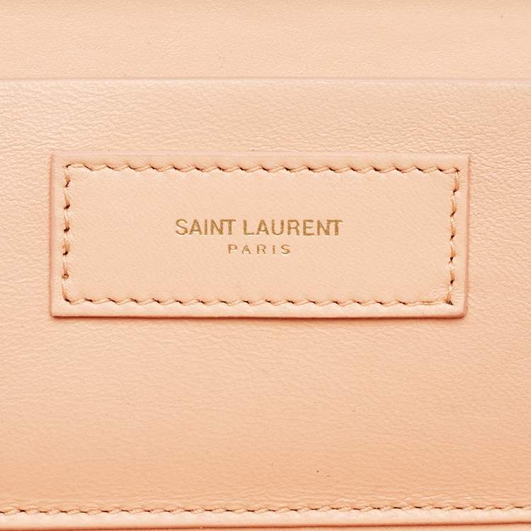 Pre Owned Saint Laurent Peach Leather Box Clutch