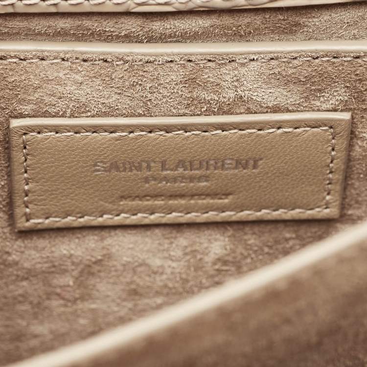 مملوكة مسبقًا Saint Laurent Beige Croc Embossed Leather Medium Sunset Shoulder Bag