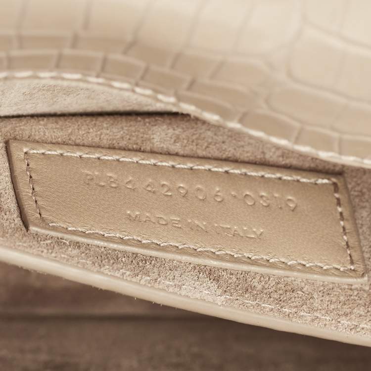 مملوكة مسبقًا Saint Laurent Beige Croc Embossed Leather Medium Sunset Shoulder Bag
