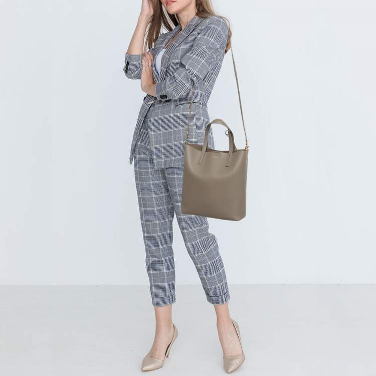 Pre Owned Saint Laurent Grey Leather Toy Shopper Tote