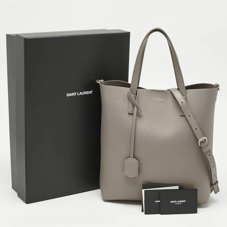 Pre Owned Saint Laurent Grey Leather Toy Shopper Tote