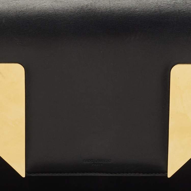 Pre Owned Saint Laurent Black/Gold Leather Medium Betty Shoulder Bag