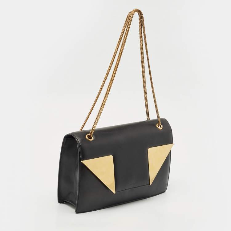 Pre Owned Saint Laurent Black/Gold Leather Medium Betty Shoulder Bag