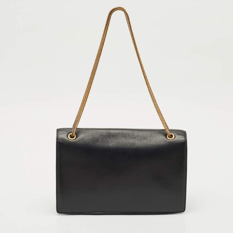 Pre Owned Saint Laurent Black/Gold Leather Medium Betty Shoulder Bag