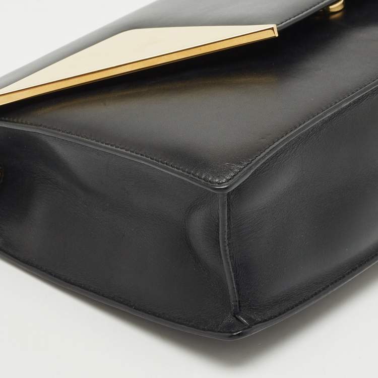 Pre Owned Saint Laurent Black/Gold Leather Medium Betty Shoulder Bag