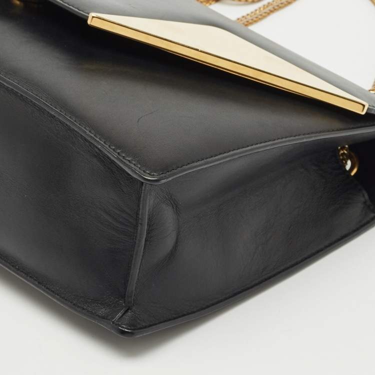 Pre Owned Saint Laurent Black/Gold Leather Medium Betty Shoulder Bag