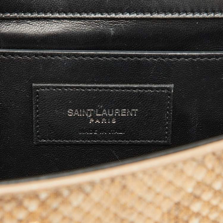Pre Owned Saint Laurent Gold/Beige Python Kate Medium Shoulder Bag