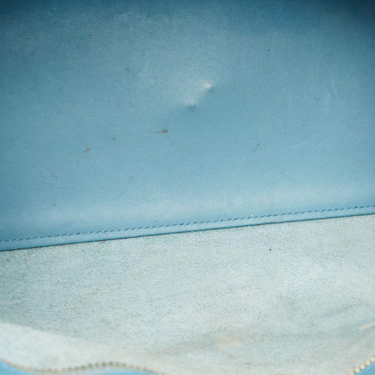 Pre Owned Saint Laurent Light Blue Leather Small Cabas Chyc Tote