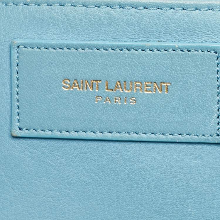 Pre Owned Saint Laurent Light Blue Leather Small Cabas Chyc Tote