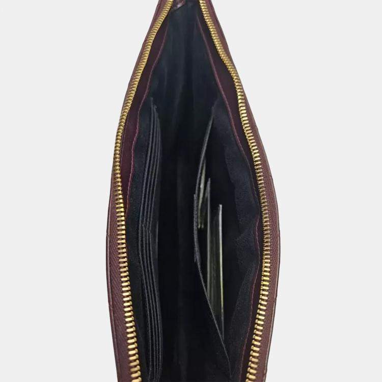 Pre Owned Saint Laurent Burgundy Matelasse Leather Document Holder