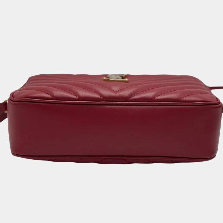 Pre Owned Saint Laurent Lou Camera Red Lambskin Leather Crossbody Bag